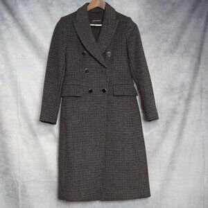 Club Monaco Jemma Plaid Wool Blend Coat XS Charcoal